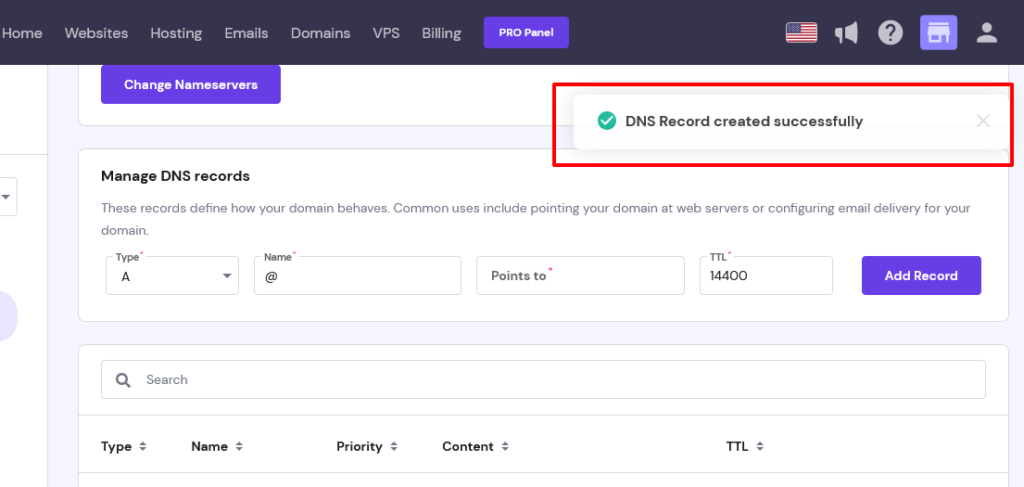 dns-record-created-successfully-in-hostinger-dns