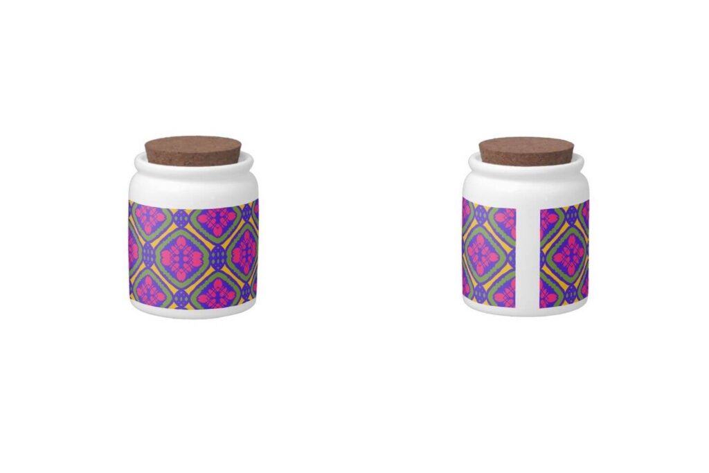 White Porcelain Purple Candy Jar