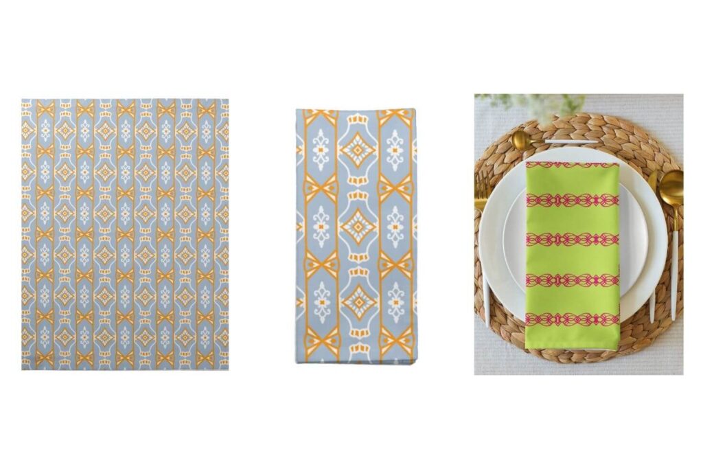 Ornamental Pattern Dusty Blue Cotton Cloth Napkin